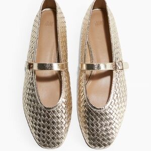 H&M Metallic Gold Braided Loafers